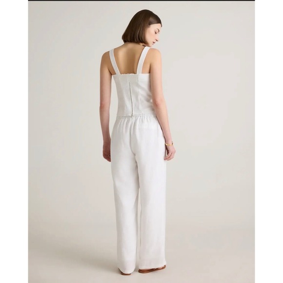 NWT Quince Womens 100% European Linen Pleated Trouser White Size 2 Wide Leg - Picture 3 of 6